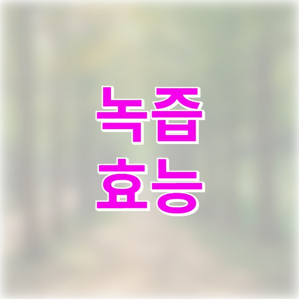 녹즙 효능