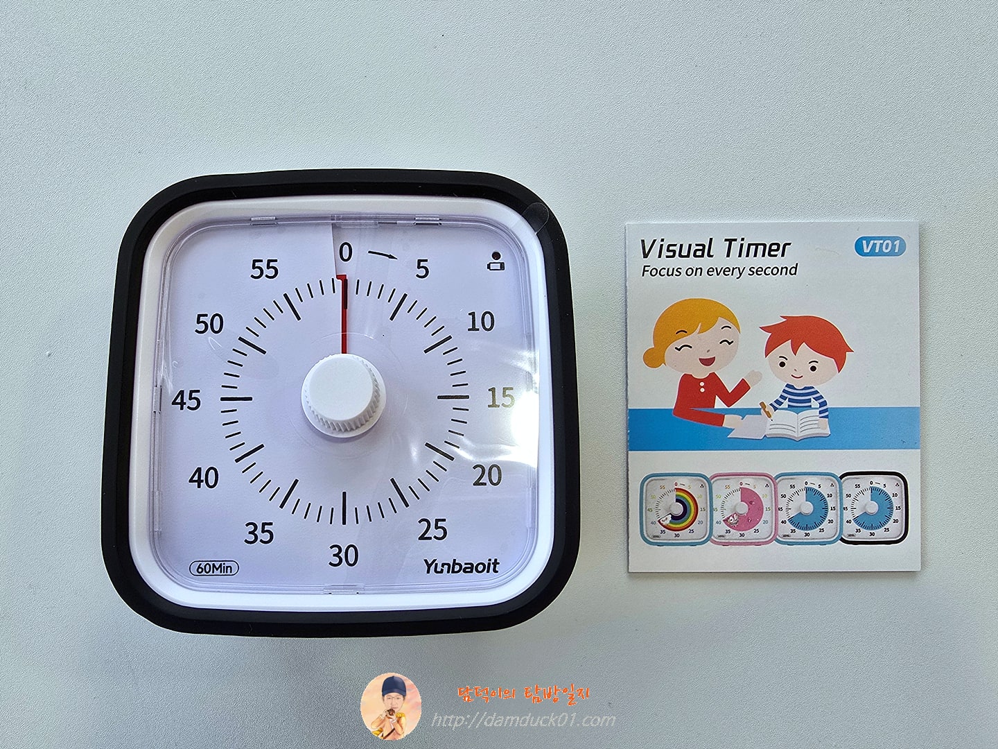 Yunbaoit VT01 업그레이드된 60분 비주얼 타이머(보호 케이스 포함) 어린이를 위한 자동 카운트다운 타이머