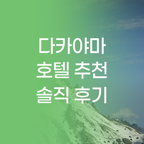 다카야마 호텔 어디가 좋을까? 생생한