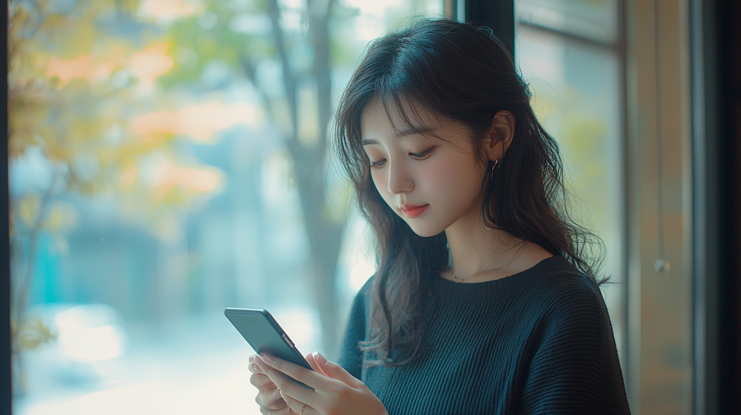 휴대폰으로-인스타그램화면-보는-한국여자04