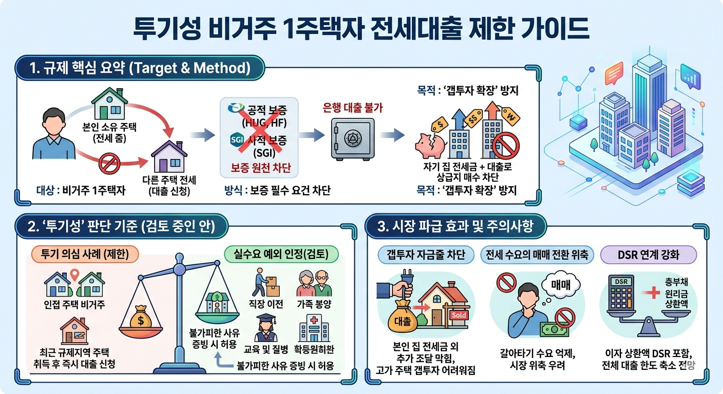 내 집 있는데 전세 산다? 비거주 1주택자 전세대출 사실상 전면 금지!! 갭투자 끝났다.