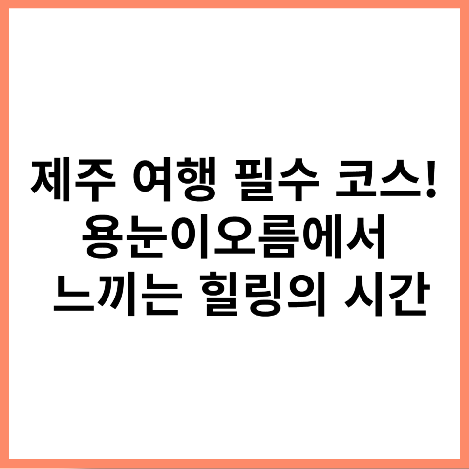 제주 여행 필수 코스! 용눈이오름에서 느끼는 힐링의 시간