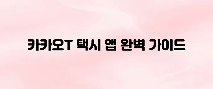 카카오T 택시 앱 다운로드 방법과 사용법 – 택시 호출부터 결제까지