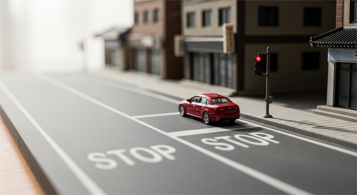 우회전 정지 기준을 상징적으로 보여주는 장면