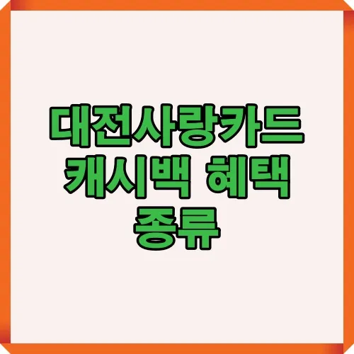 대전사랑카드의 다양한 캐시백 혜택 종류와 사용처 및 정책 관련 정보를 한눈에 볼 수 있는 썸네일 이미지