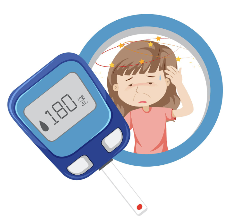 고혈당으로 인해 어지러움을 느끼는 여성