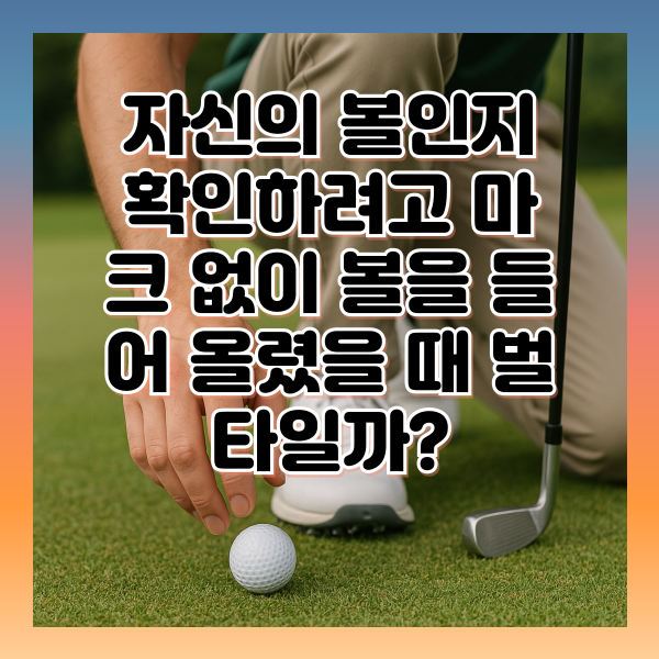 자신의 볼인지 확인하려고 마크 없이 볼을 들어 올렸을 때 벌타일까?