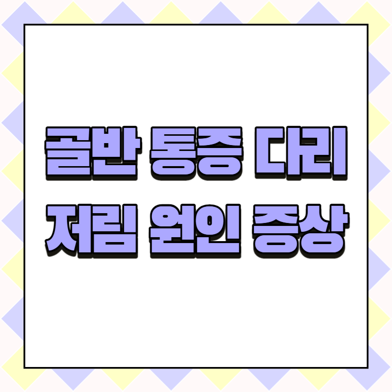 골반 통증 다리 저림 원인 증상