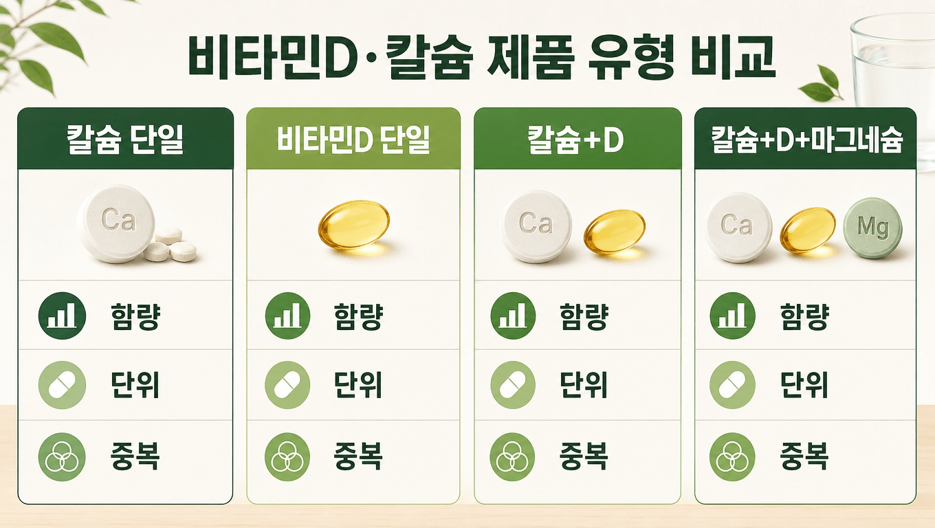 비타민D 칼슘 제품 유형 비교