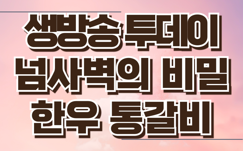 생방송 투데이 넘사벽의비밀 한우통갈비
