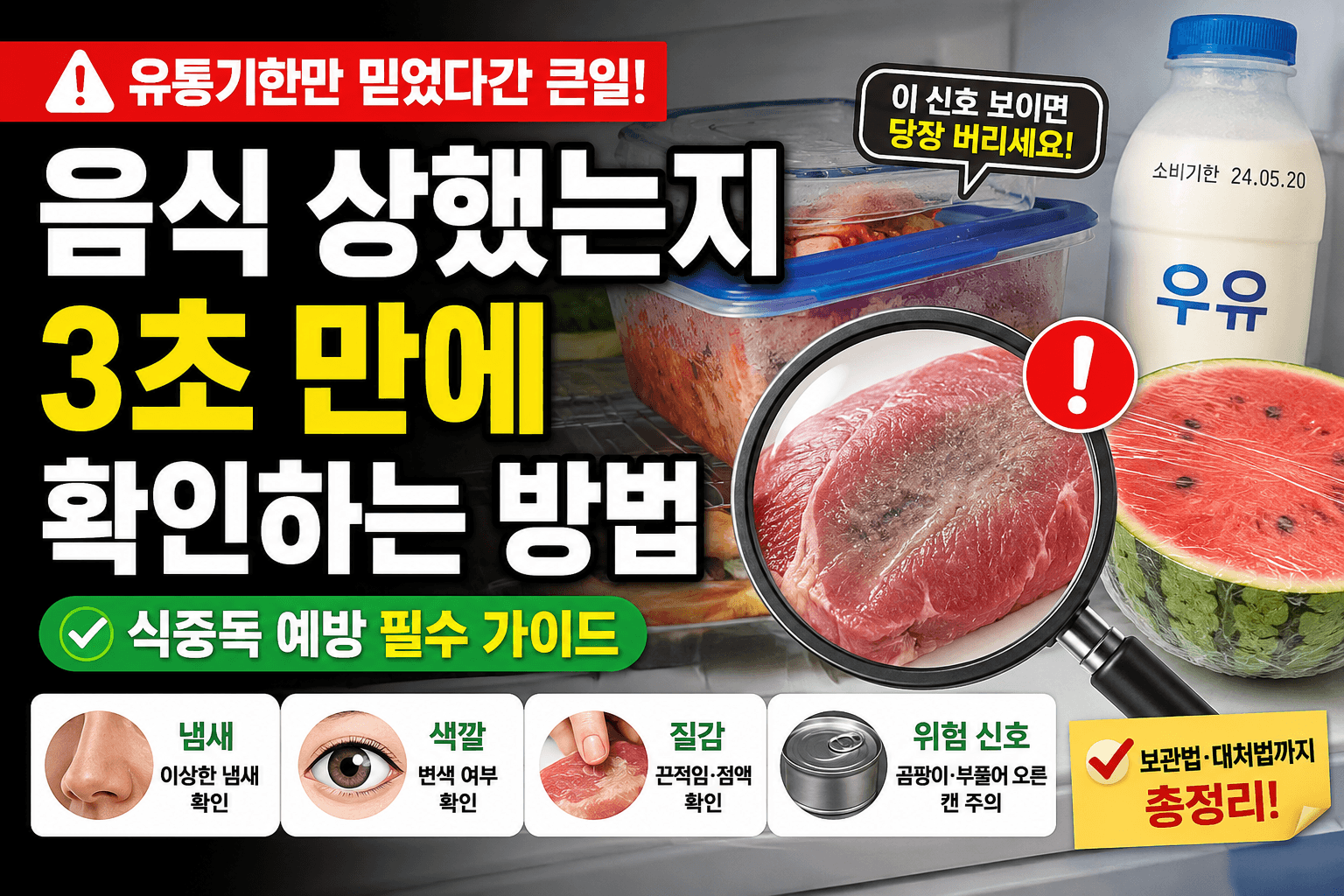 냄새 맡지 마세요! 음식 상했는지 3초 만에 확인하는 가장 쉬운 방법