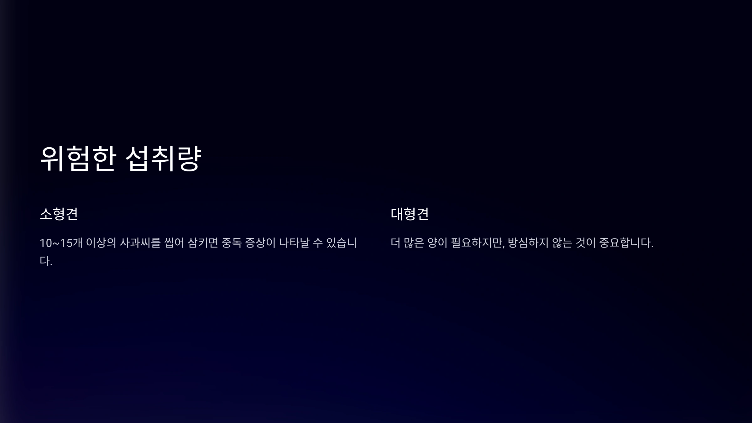 위험한 섭취량은 어느 정도일까?