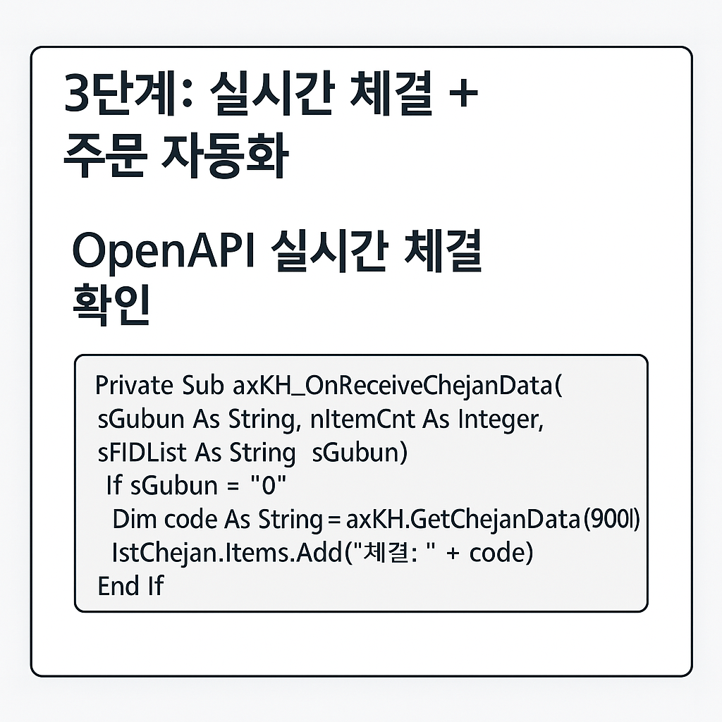 3단계: 실시간 체결 + 주문 자동화