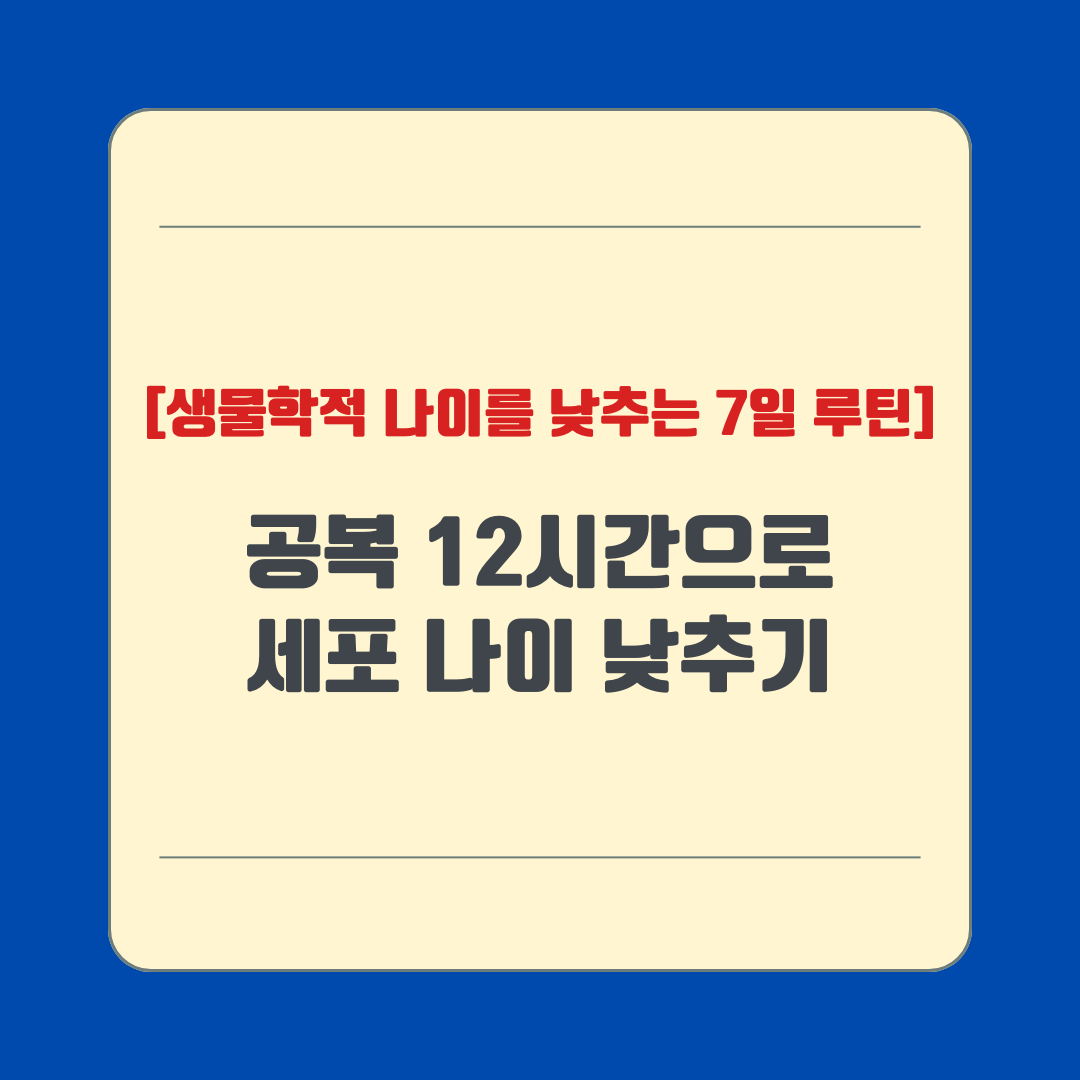 공복 12시간으로 세포 나이 낮추기