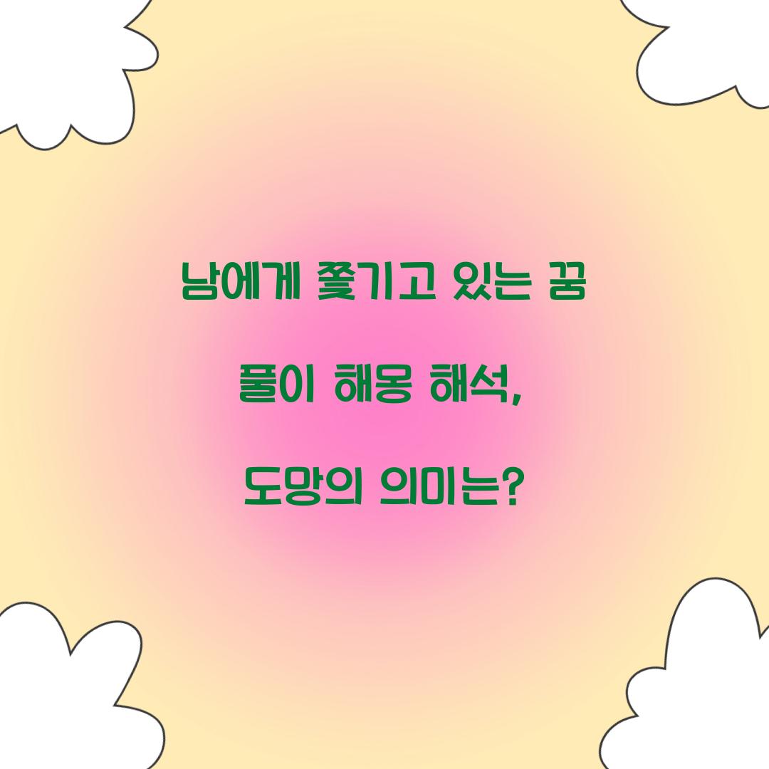 남에게 쫓기고 있는 꿈 풀이 해몽 해석
