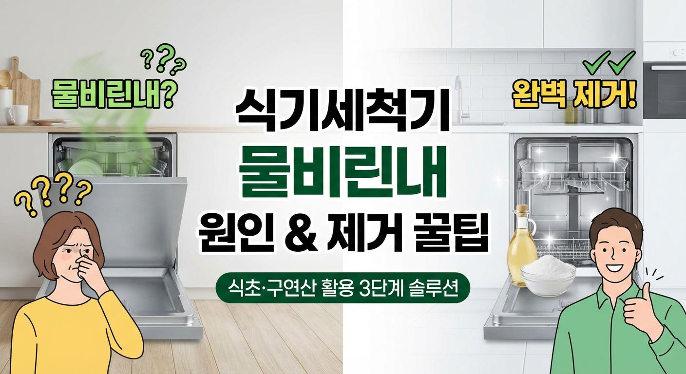 식기세척기 물비린내 제거 방법 썸네일: 식초와 구연산 활용 3단계 솔루션 및 원인 분석
