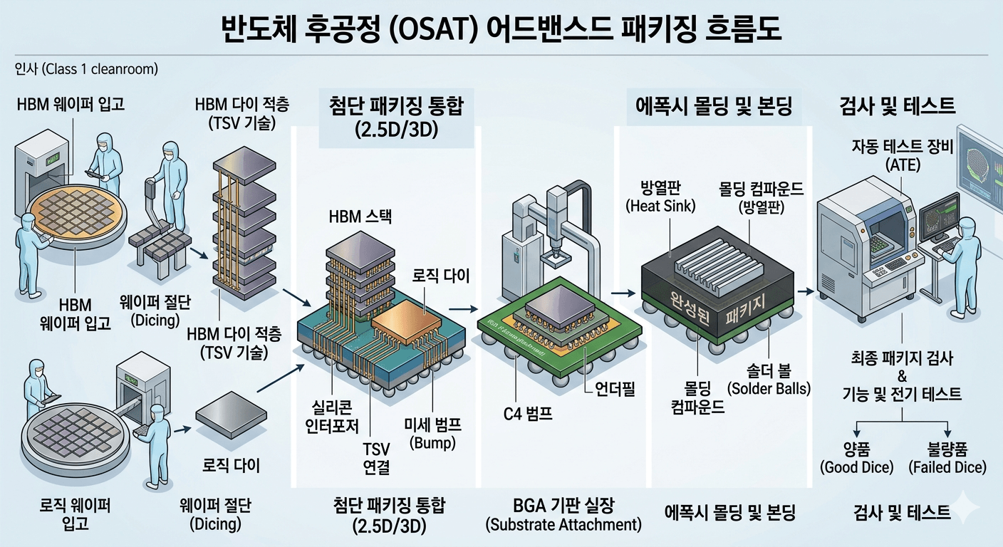 반도체 후공정 (OSAT) 어드밴스드 패캐징 흐름도