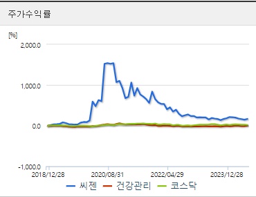 씨젠 주가수익률