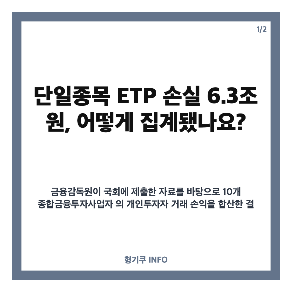 단일종목 ETP 손실 6.3조, 40대 손실 규모 최대&middot;70대 계좌당 손실 가장 커 카드뉴스 1