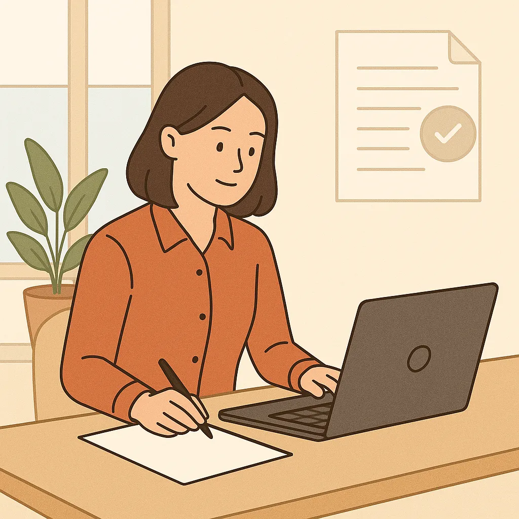 조용한 사무실에서 노트북으로 일하는 모습