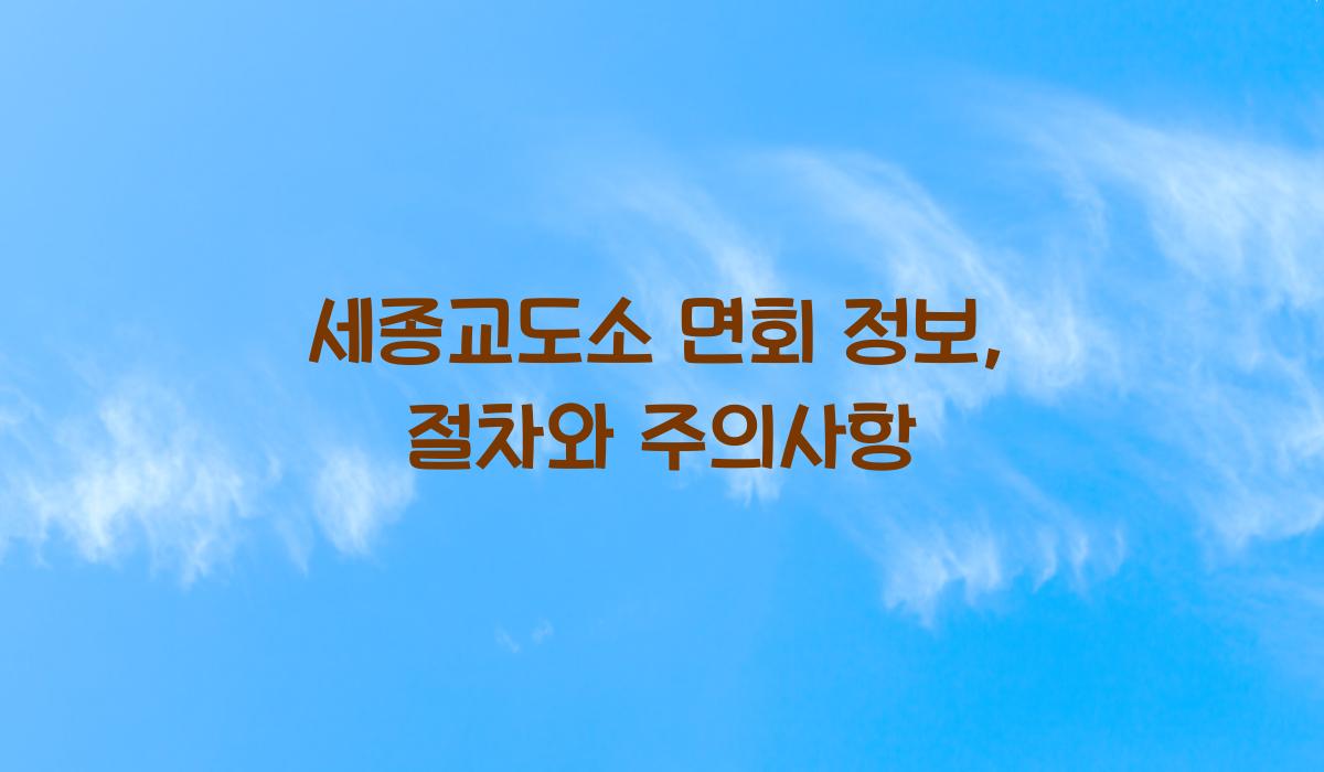 세종교도소 면회 정보