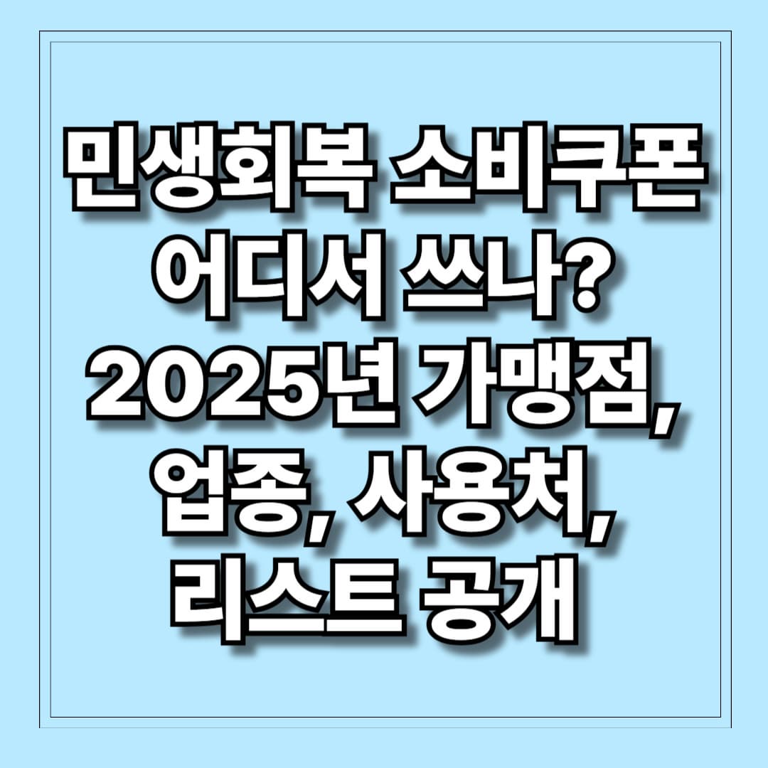 민생회복 소비쿠폰 어디서쓰나 2025년 가맹점 업종 사용처 리스트공개