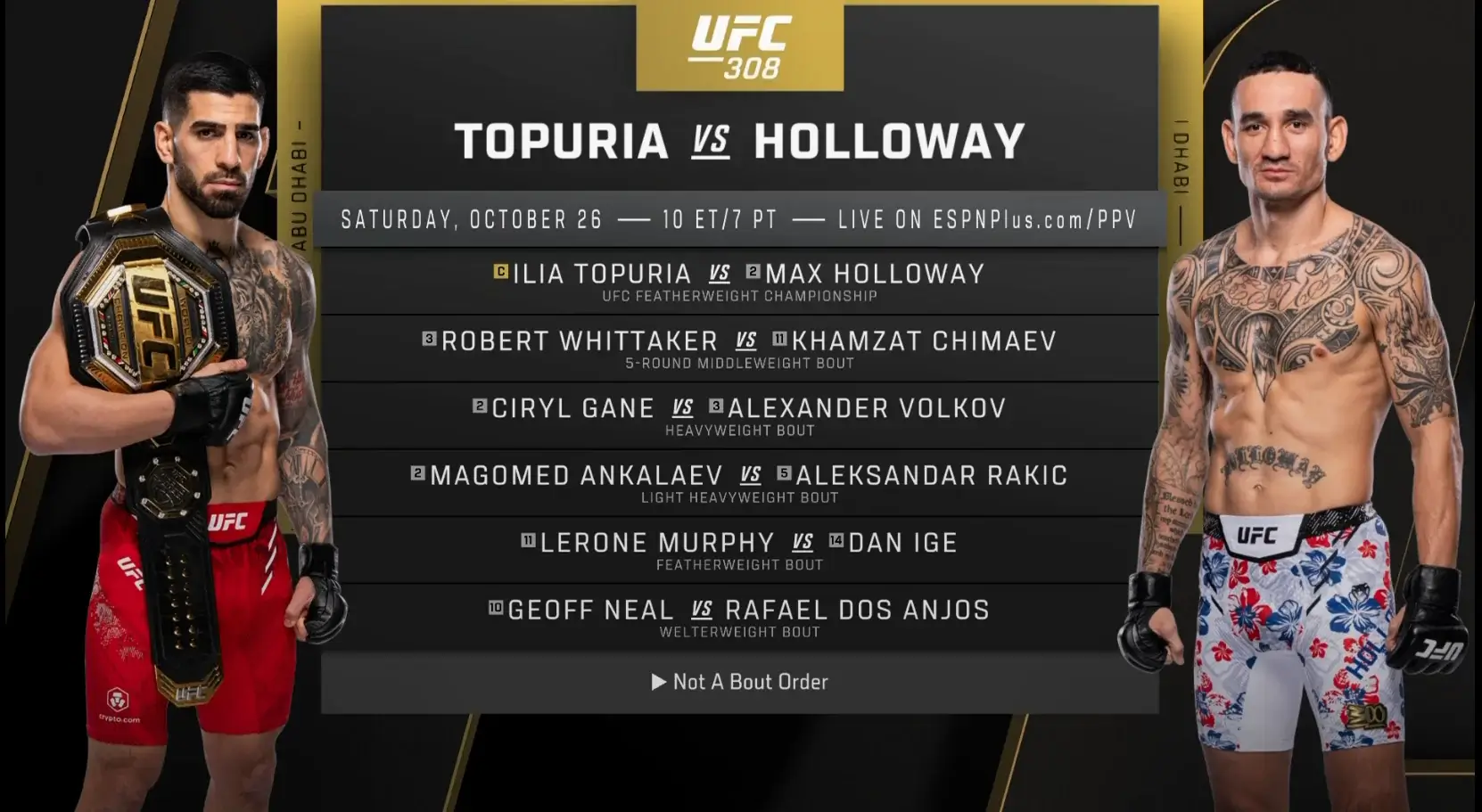 UFC 308 토푸리아 할로웨이