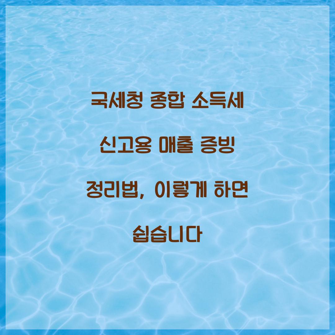 국세청 종합 소득세 신고용 매출 증빙 정리법