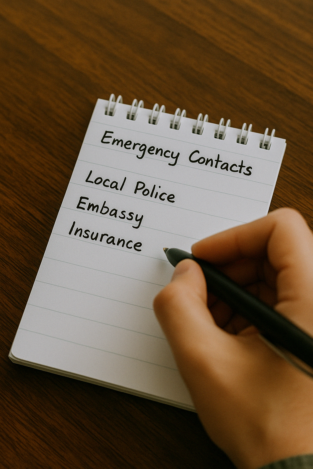 긴급 연락처 리스트를 작성하는 장면