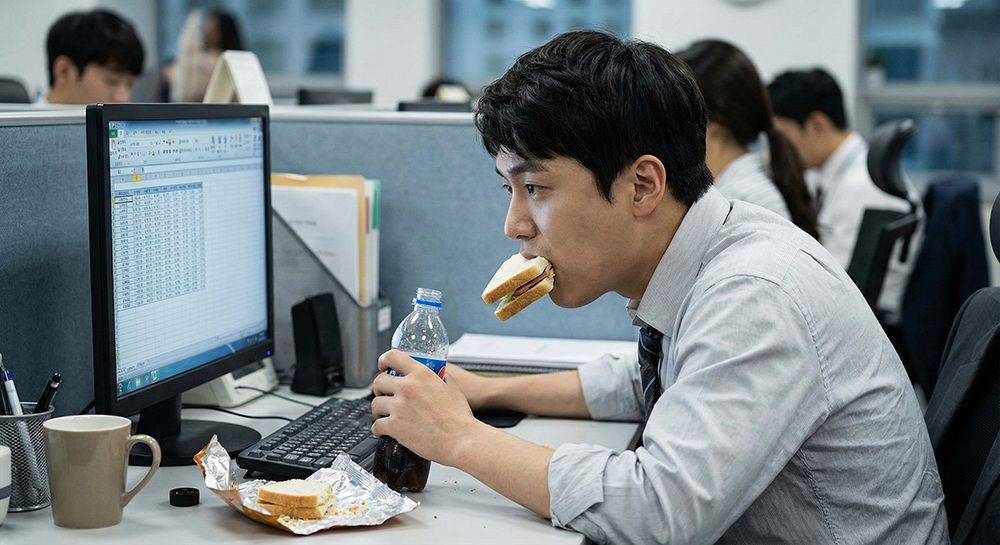 가스유발습관, 빨리먹는습관, 공기흡입, 배에가스원인, 직장인소화불량