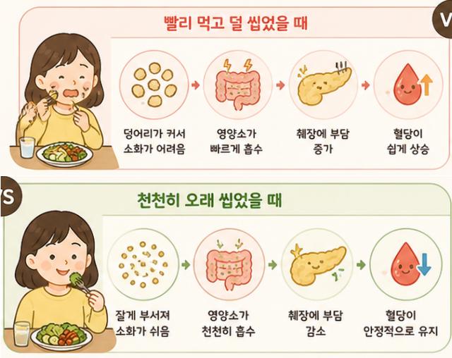 혈당스파이크 예방 습관 꼭꼭 씹어먹기