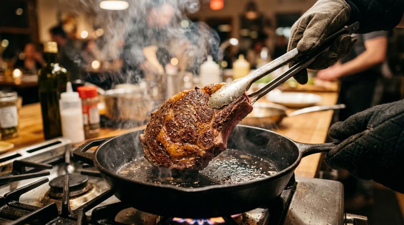 스테이크 굽기 뒤집기 타이밍 두께별 불 세기 꿀팁