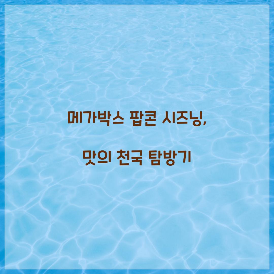 메가박스 팝콘 시즈닝