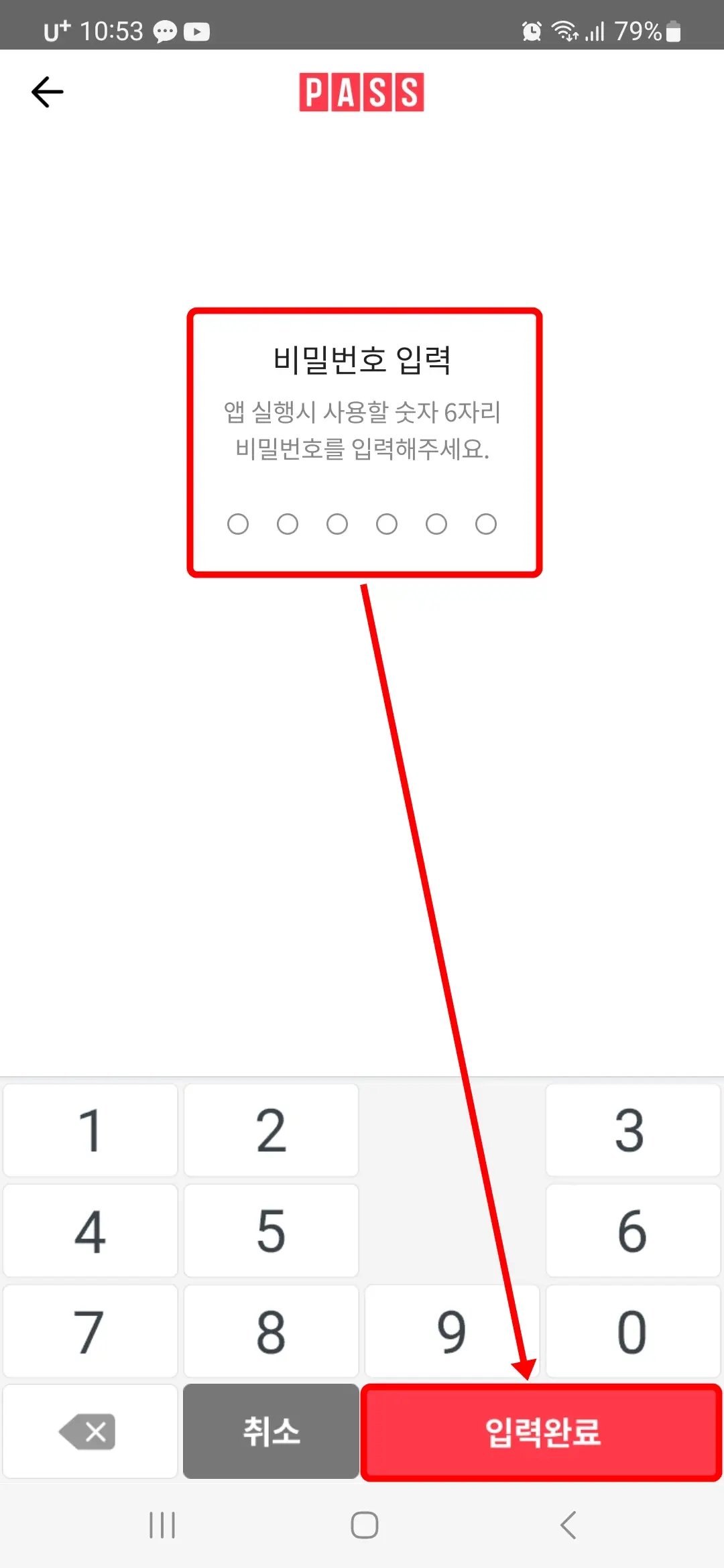 6자리 비밀번호 입력