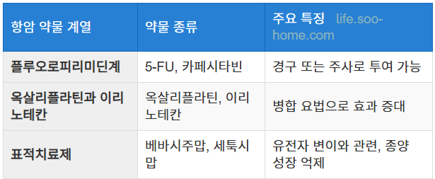 항암화학요법 약물 종류