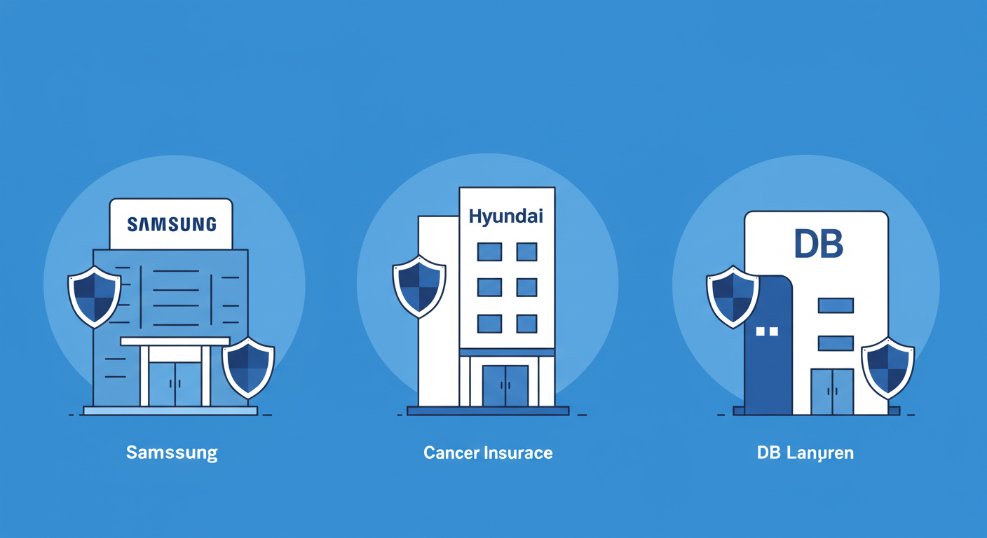 삼성 현대 DB 암보험 비교를 한눈에 보여주는 단순 일러스트