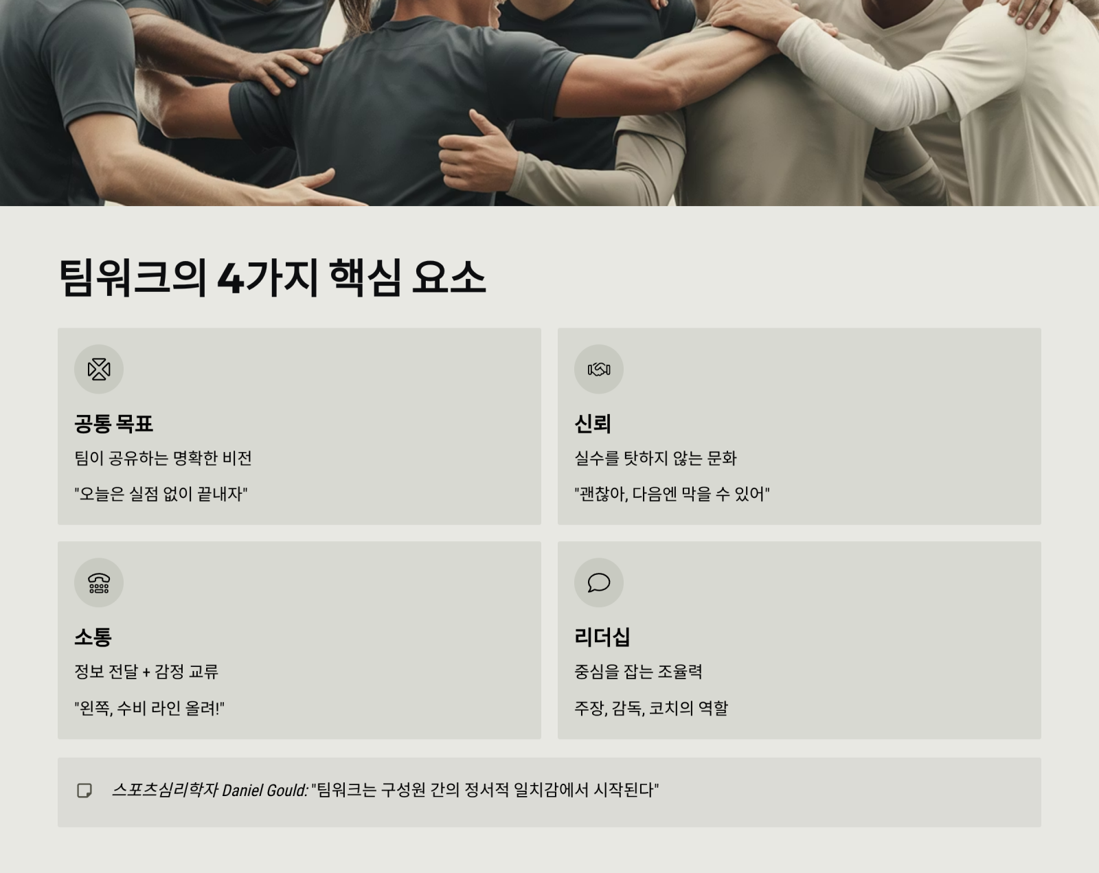 팀워크를 높이는 소통의 기술, 스포츠에서 배우는 리더십