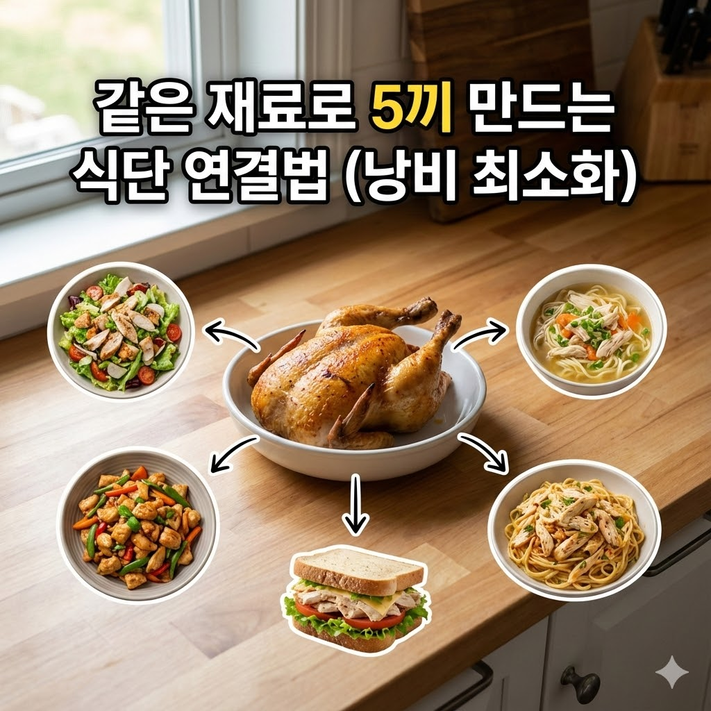 같은 재료로 5끼 만드는 식단 연결법(낭비 최소화)