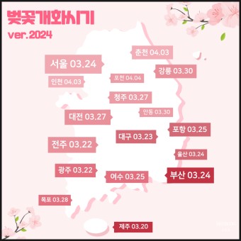 2024 전국 벚꽃 개화 시기&#44; 벚꽃 축제 날짜