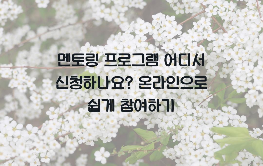 멘토링 프로그램 어디서 신청하나요?