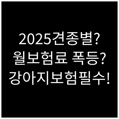 2025년 강아지 보험 월 보험료 견..
