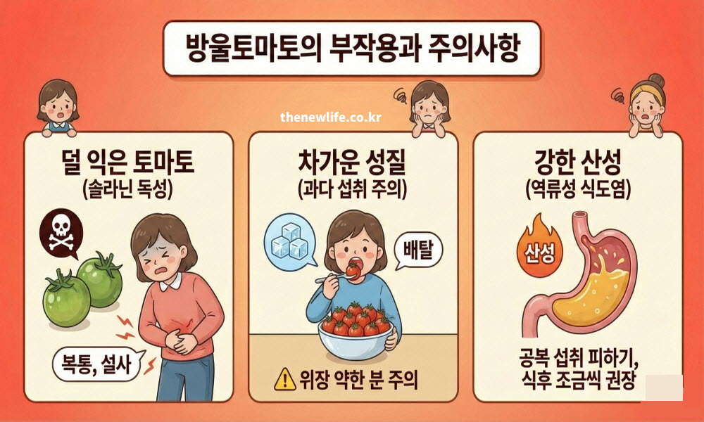 방울토마토 효능 외에 주의해야 할 부작용 및 섭취 주의사항 경고 이미지