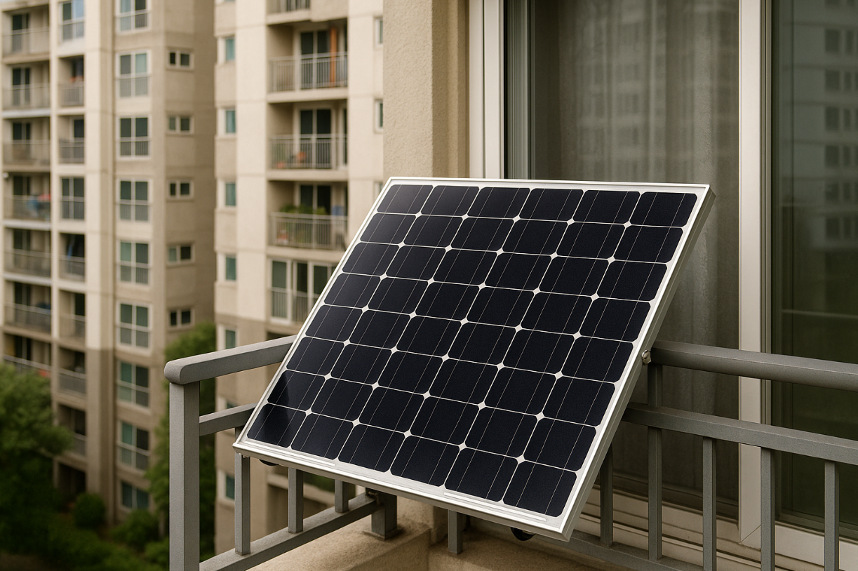 에너지 복지의 일환으로 설치된 베란다 태양광 패널의 모습