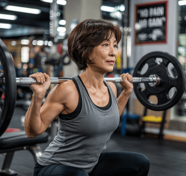 근력운동중인 50대 여성