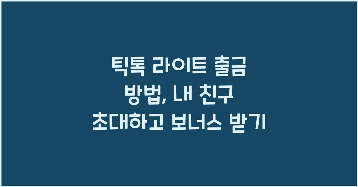 틱톡 라이트 출금
