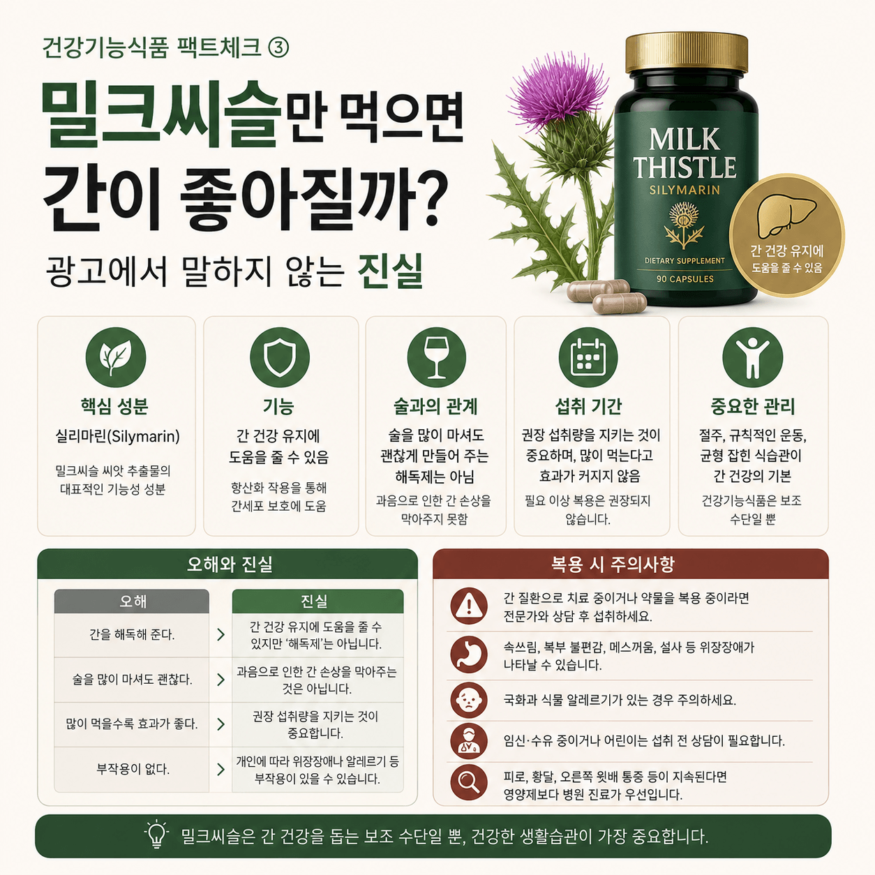 밀크씨슬의 효과와 부작용, 오해와 진실을 한눈에 정리한 인포그래픽