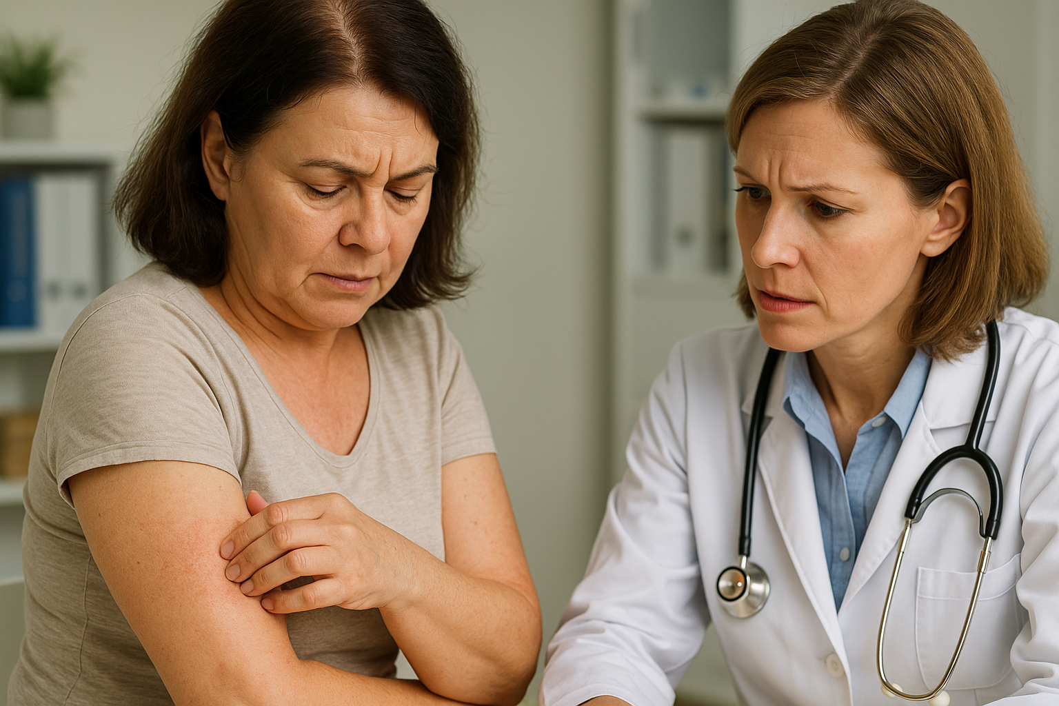 40대 여성 피부 변화 (당뇨, 색소침착, 가려움증) 관련 사진