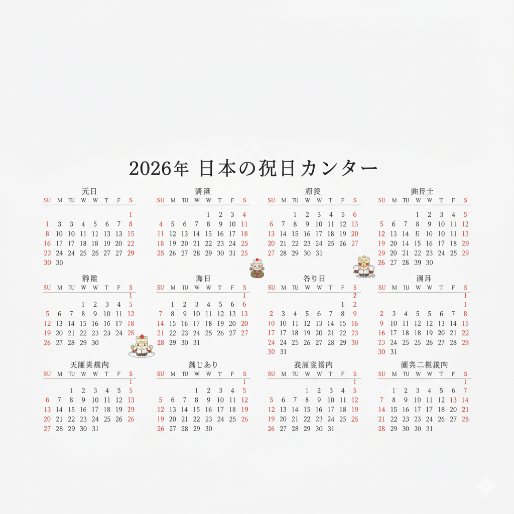 2026년 일본의 공휴일 달력
