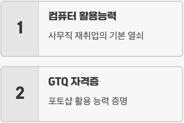 추천 과정 4: 디지털 세상의 문을 열다, ‘컴퓨터 활용능력’ & ‘GTQ’