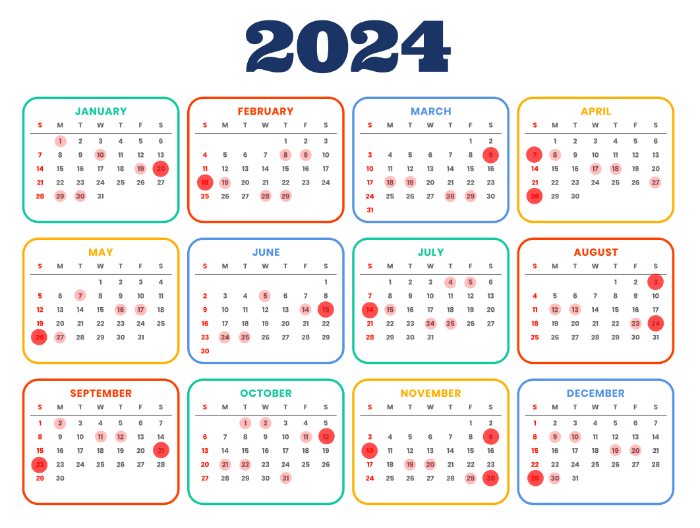 2024-공휴일-손없는날-달력